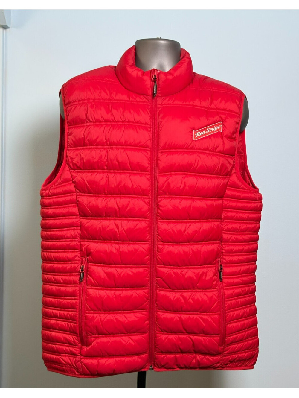 Stormtech Mens XL Red Stripe Beer Quilted Puffer Vest Red Lightweight Thermal